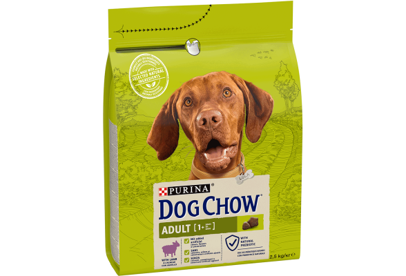 Dog Chow Adult 1+ Сухий корм для дорослих собак з ягням, 2,5 кг
