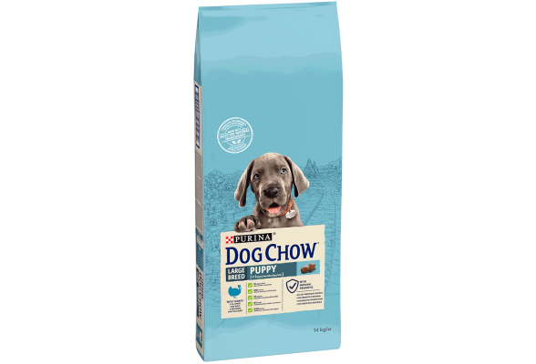 Dog Chow Large Breed Puppy Сухий корм для цуценят великих порід, з індичкою, 14 кг