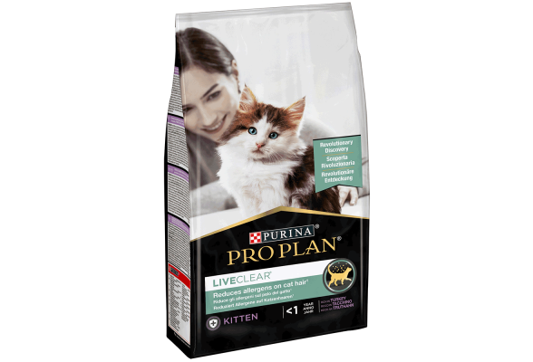 Pro Plan LiveClear Сухий корм для кошенят для зменшення алергенів на шерсті, з індичкою, 1,4 кг
