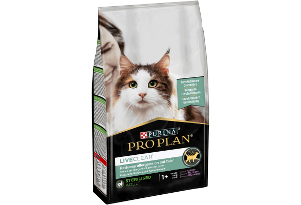 Pro Plan LiveClear Сухий корм для стерилізованих котів, для зменшення алергенів на шерсті, з індичкою, 1,4 кг