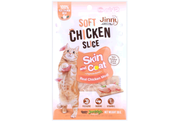 Jinny Ласощі для котів, м'які курячі слайси, 30 г