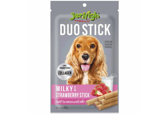 Jerhigh Duo stick Ласощі для собак, палички, молоко та полуниця, 50 г