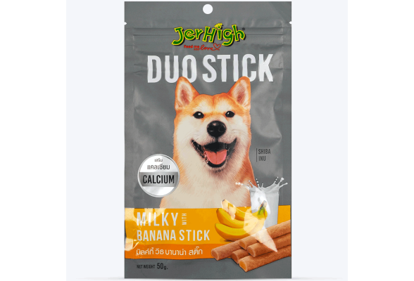 Jerhigh Duo stick Ласощі для собак, палички, молоко та банан, 50 г