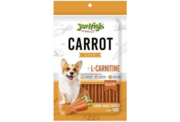 Jerhigh Ласощі для собак, палички, морква + L-Карнітин, 100 г