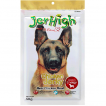 Jerhigh Chicken Jerky Ласощі для собак, слайси із в'яленої курки, 50 г