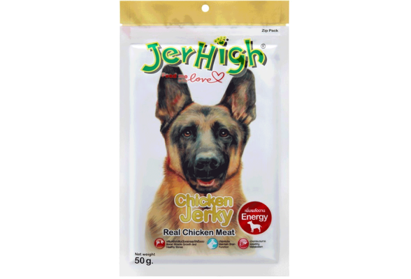 Jerhigh Chicken Jerky Ласощі для собак, слайси із в'яленої курки, 50 г