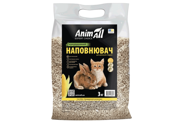AnimAll Кукурудзяний наповнювач для туалетів домашніх тварин, 3 кг