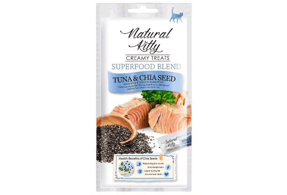 Natural Kitty Creamy treats Крем-снеки для котів з тунцем та насінням чіа, 4х12 г