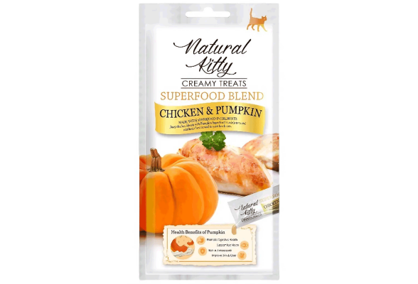Natural Kitty Creamy treats Крем-снеки для котів, з куркою та гарбузом, 4х12 г