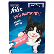 Felix DeliMoments Рідкі ласощі для котів, з лососем, 4х10 г