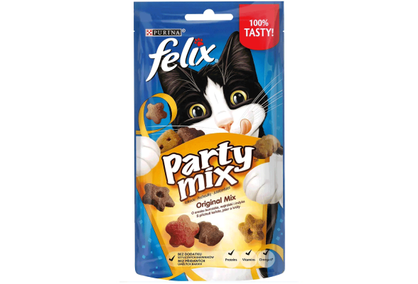 Felix Party Оріджинал мікс Ласощі зі смаком курки, печінки та індички для котів, 60 г