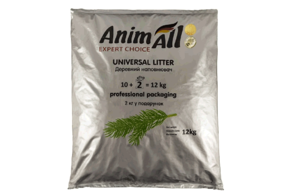 AnimAll Деревний наповнювач, без аромату, для котів, 10 +2 кг у подарунок