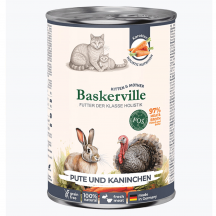 Baskerville FOS Holistic Вологий корм для котів у період лактації та кошенят, індичка та кролик, 400 г