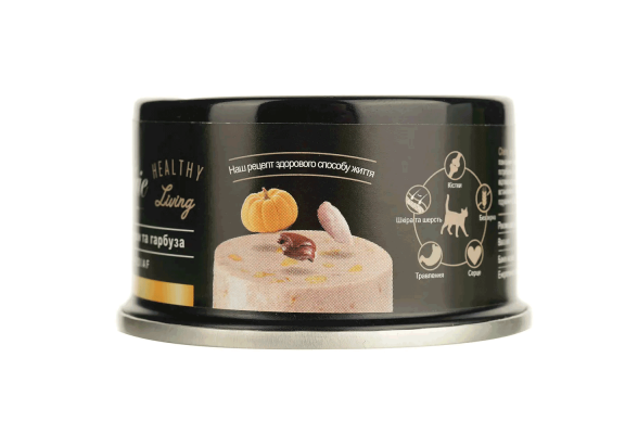 Cherie Вологий корм для котів, мус з куркою та гарбузом, 80 г