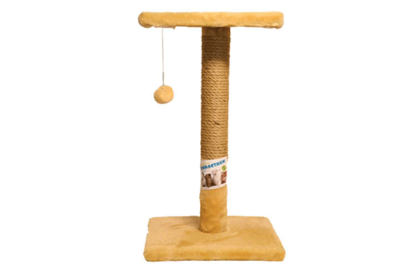 Пухнастики Pet Goods Дряпка з полицею, джут, бежева, 30х30х50 см