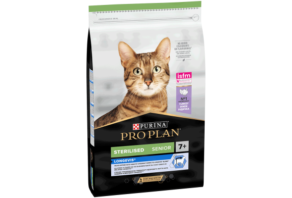 В наявності 1 шт. Pro Plan Sterilised Senior Сухий корм для стерилізованих котів віком від 7 років, з індичкою, 1,5 кг Термін придатності 01.05.2026