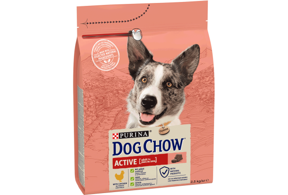 В наявності 1 шт. Dog Chow Active Adult 1+ Сухий корм для дорослих собак з підвищеною активністю, з куркою, 2,5 кг Термін придатності 01.05.2026