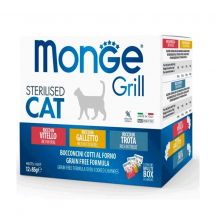 Monge Grill Mix Sterilised Вологий корм для стерилізованих котів, півник, форель, телятина,12 х 85 г