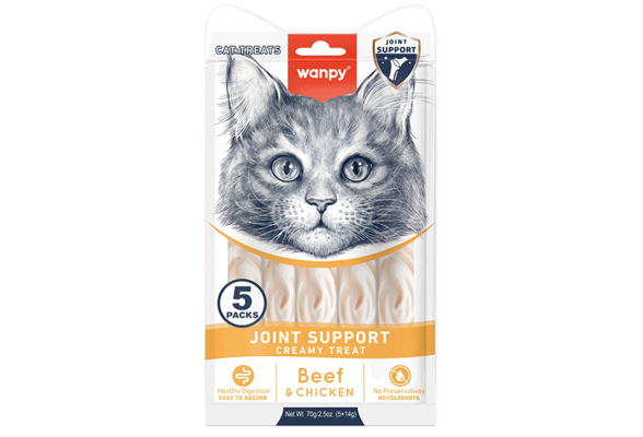 Wanpy Joint Support Функціональні рідкі ласощі для котів, здоров’я суглобів, яловичина та курка,  70 г