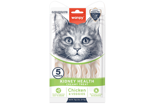 Wanpy Kidney Health Функціональні рідкі ласощі для котів, здоров’я нирок, курка,  70 г