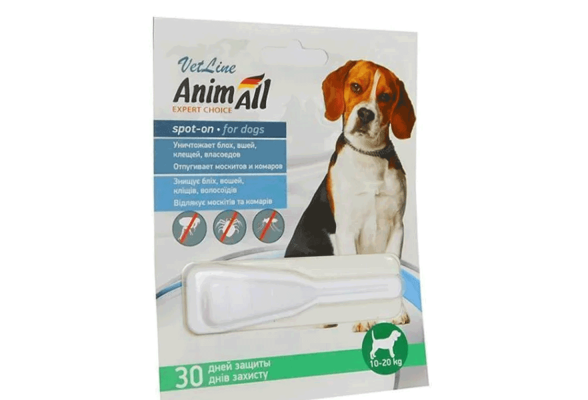 AnimAll VetLine Краплі Спот-он проти бліх та кліщів для собак від 10 до 20 кг, 4 мл