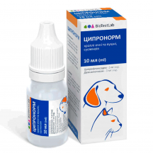 BioTestLab Ципронорм Краплі для лікування кон'юнктивітів та отитів у котів і собак, 10 мл