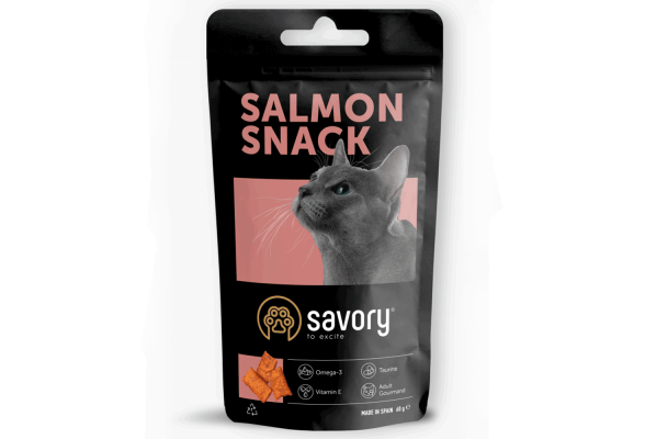 Savory Snacks Pillows Gourmand Хрумкі ласощі для вибагливих котів, подушечки з лососем, 60 г