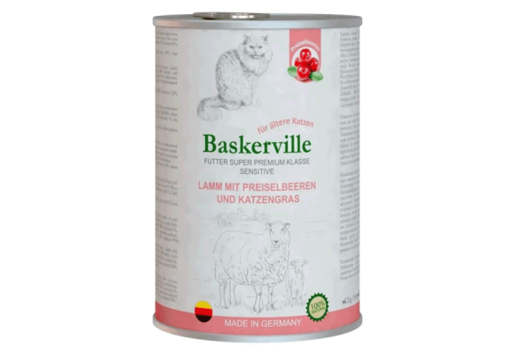 Вологий корм для котів Baskerville Sensitive Lamm Mit Preiselbeeren  400 г (ягня з журавлиною та кот