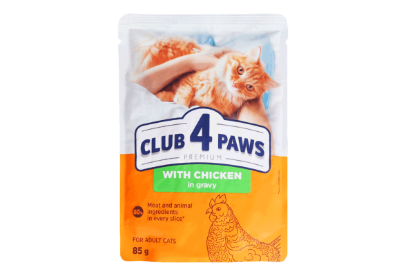 Вологий корм для котів Club 4 Paws Premium pouch 85 г (курка в соусі)