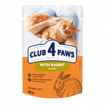 Вологий корм для котів Club 4 Paws pouch 85 г (кролик в желе)