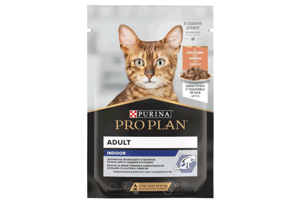 Вологий корм для котів Pro Plan Indoor Adult pouch 85 г (лосось)