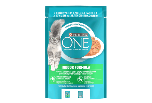 Purina One Indoor Вологий корм для котів, тунець і зелена квасоля в соусі 85 г