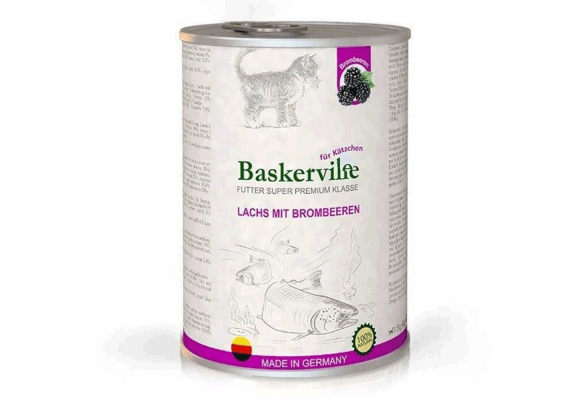 Вологий корм для кошенят Baskerville Super Premium Lachs Mit Brombeeren  400 г (лосось та ожина)