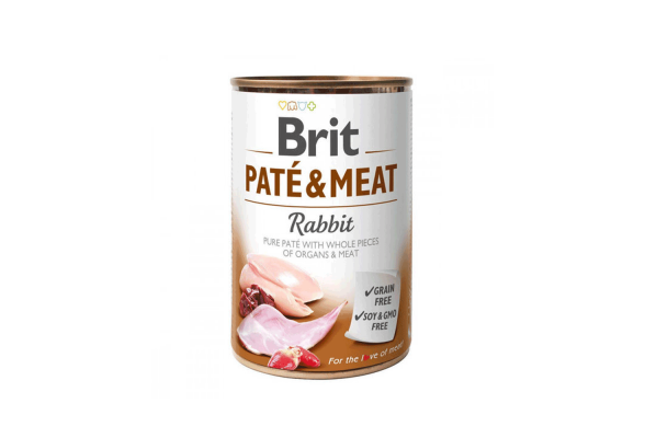 Вологий корм для собак Brit Pate & Meat Rabbit 400 г (курка та кролик)