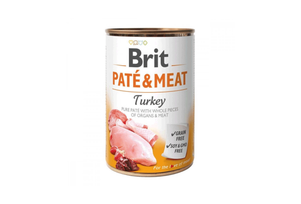 Вологий корм для собак Brit Pate & Meat Turkey 400 г (курка та індичка)