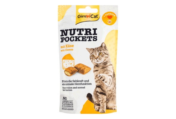 GimCat Nutri Pockets Вітамінізовані ласощі для котів, сир+таурин, 60 г
