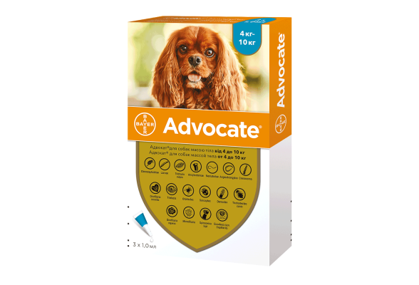 Elanco Advocate Протипаразитарні краплі на холку Elanco Advocate для собак вагою від 4 до 10 кг, 1 піпетка