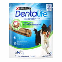 Purina Dentalife Ласощі для дорослих собак середніх порід для підтримки здоров'я ротової порожнини 115 г