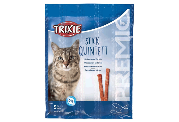 Ласощі для котів Trixie PREMIO Quadro-Sticks 5 шт. (лосось та форель)