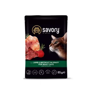 Savory Влажный корм для кошек, ягненок со свеклой в соусе, 85 г