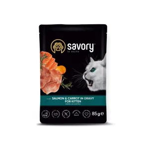 Savory Влажный корм для котят, лосось и морковь, 85 г