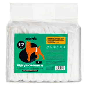 Smartis Підгузки для собак (хлопчиків) L, 61,5x22 см, 12 шт.