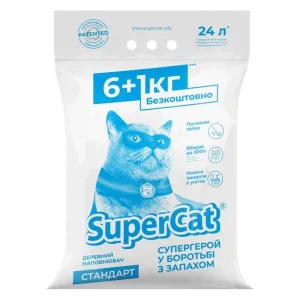 SuperCat Деревний наповнювач для котячого туалету, 6+1 кг (12 л)
