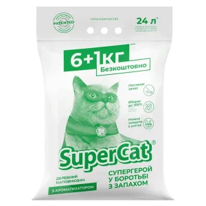 SuperCat Деревний наповнювач для котячого туалету, 6+1 кг (12 л)