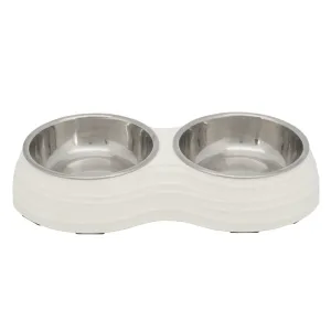 Trixie Миска двойная, меламиновая, 2 х 400 мл, ⌀=14 см 32 х 6 х 17 см, белая