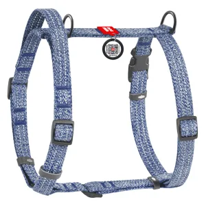 Шлей для собак с ручкой анатомический хлопок Н-образный WAUDOG Re-cotton с QR-паспортом М, Ш 20 мм, A 43-60 см, B 50-80 см, синий