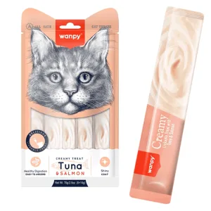 Wanpy Creamy Lickable Treats Рідкі ласощі для котів, з тунцем та лососем, 70 г