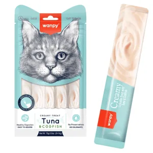 Wanpy Creamy Lickable Treats Рідкі ласощі для котів, з тунцем та тріскою, 70 г