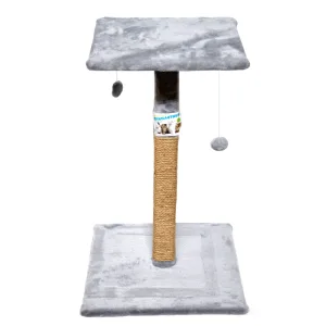 Кігтеточка Пухнастики великий стовпчик з полицею Сіра 75х45 см