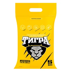 Тигра Бентонітовий наповнювач для котячих туалетів, дрібна гранула, 5 кг